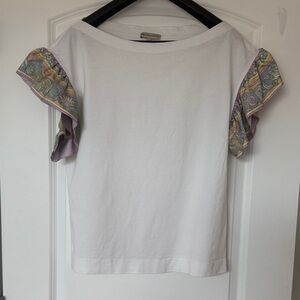 Emilio Pucci White Top with Vibrant Sleeves